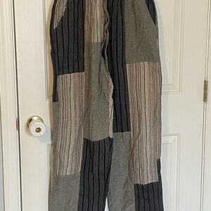 Men's Patchwork Joggers - Black and Gray M